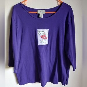 Original TY Wear Women's Purple Cats Novelty Cotton Size Large Top